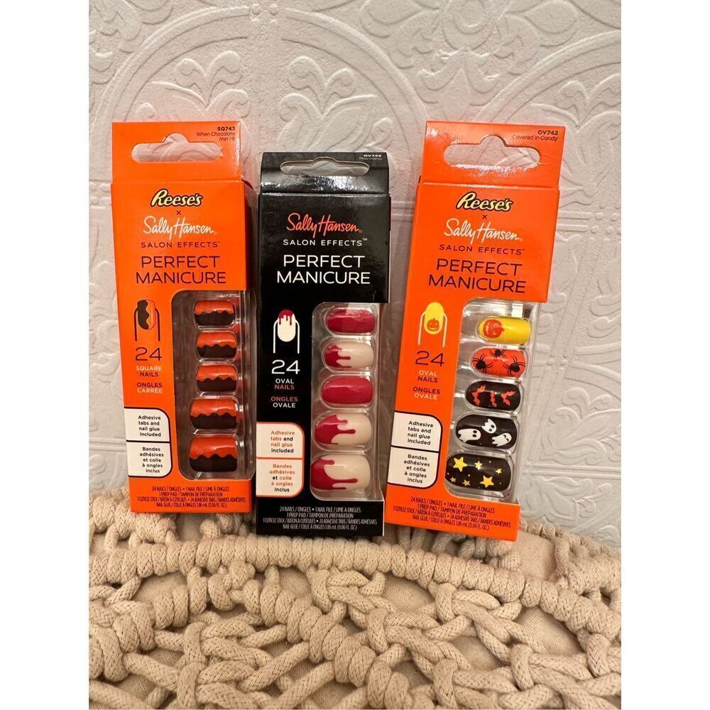 Halloween Sally Hansen Salon Effects Perfect Manicure Press On Nails New